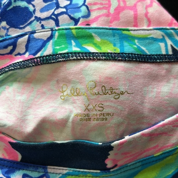 Lilly Pulitzer Aleah Top High Tide Navy Hey Hey Bouquet Pink Blue White Sz XXS - Picture 7 of 11